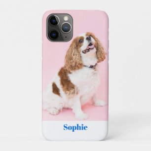 Cute Dog or Your Photo, Blue Name Case-Mate iPhone Case