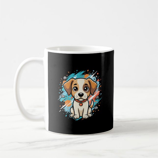 Cute Dog Paint Splash Vector Art_1 Coffee Mug (Left)