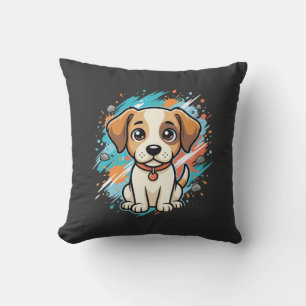 Cute Dog Paint Splash Vector Art_1 Cushion