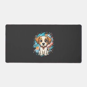 Cute Dog Paint Splash Vector Art_1 Desk Mat