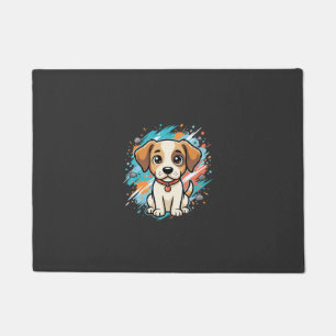 Cute Dog Paint Splash Vector Art_1 Doormat