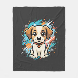 Cute Dog Paint Splash Vector Art_1 Fleece Blanket