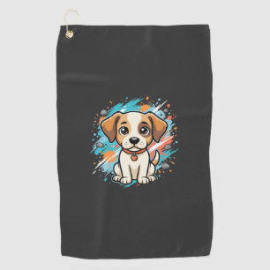 Cute Dog Paint Splash Vector Art_1 Golf Towel