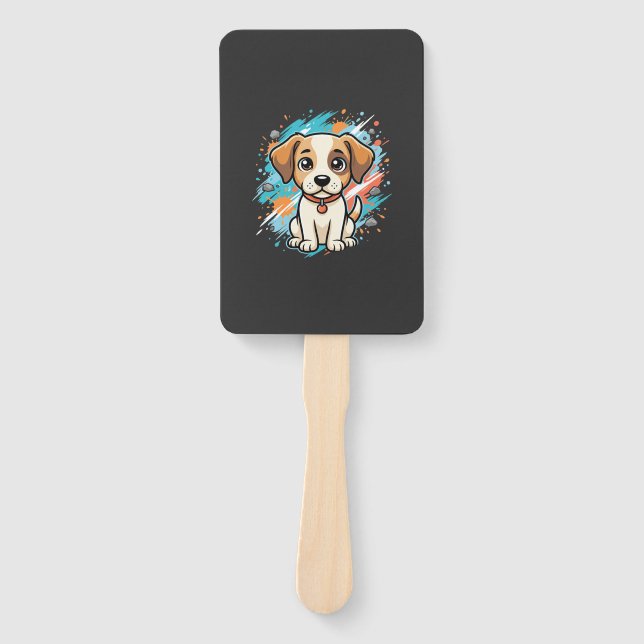 Cute Dog Paint Splash Vector Art_1 Hand Fan (Front)