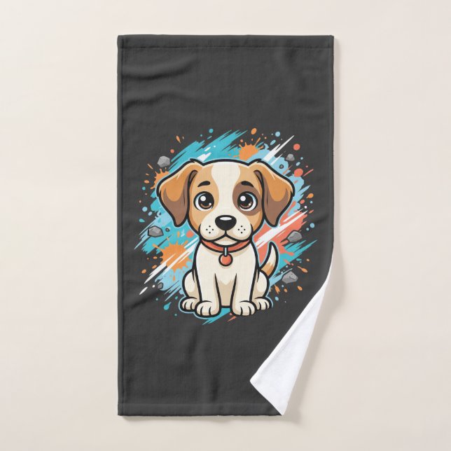 Cute Dog Paint Splash Vector Art_1 Hand Towel (Hand Towel)