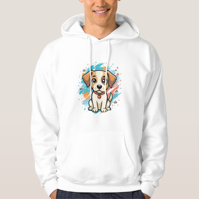 Cute Dog Paint Splash Vector Art_1 Hoodie (Front)