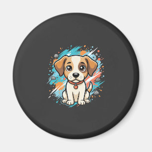 Cute Dog Paint Splash Vector Art_1 Magnet