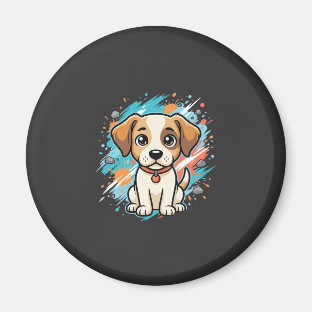 Cute Dog Paint Splash Vector Art_1 Magnet (Front)