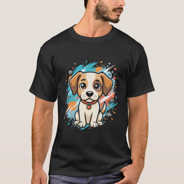 Cute Dog Paint Splash Vector Art_1 T-Shirt (Front)