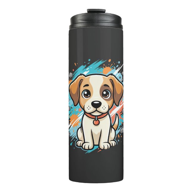 Cute Dog Paint Splash Vector Art_1 Thermal Tumbler (Front)
