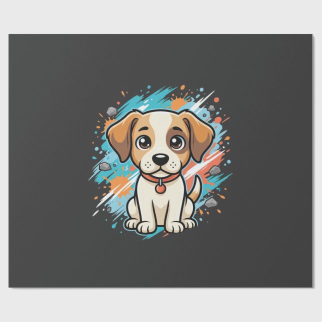 Cute Dog Paint Splash Vector Art_1 Wrapping Paper (Flat)