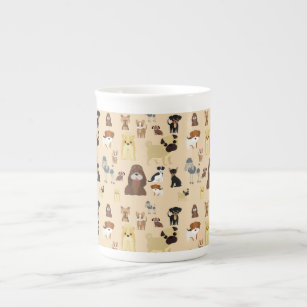 cute dog pattern design for dog lovers- Beige back Bone China Mug