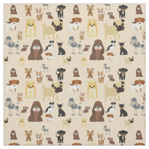 cute dog pattern design for dog lovers- Beige back Fabric