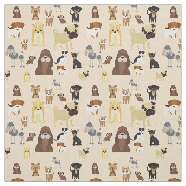 cute dog pattern design for dog lovers- Beige back Fabric (Swatch)