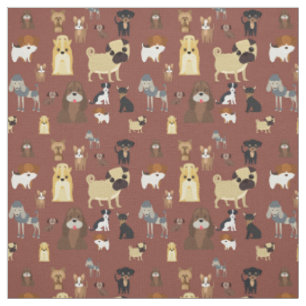cute dog pattern design for dog lovers- brown back fabric
