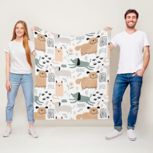 Cute Dog Pattern Fleece Blanket