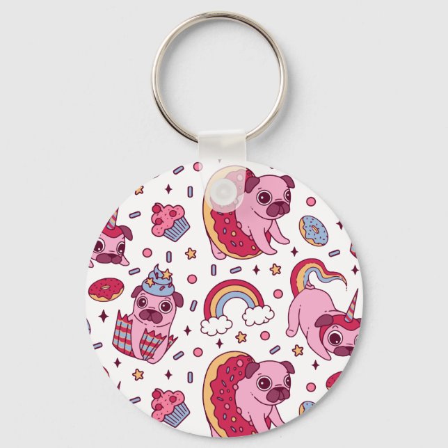 Cute dog pattern for dog lovers key ring (Front)
