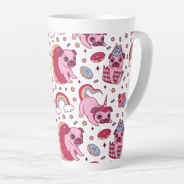 Cute dog pattern for dog lovers latte mug (Right Angle)