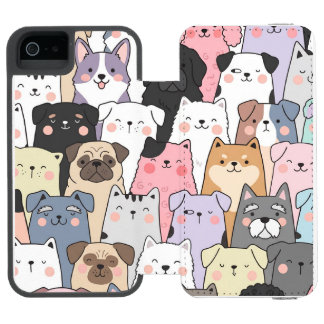 Cute Dog Pattern Incipio Watson™ iPhone 5 Wallet Case