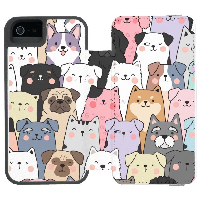 Cute Dog Pattern  Incipio iPhone Wallet Case (Folio Open)