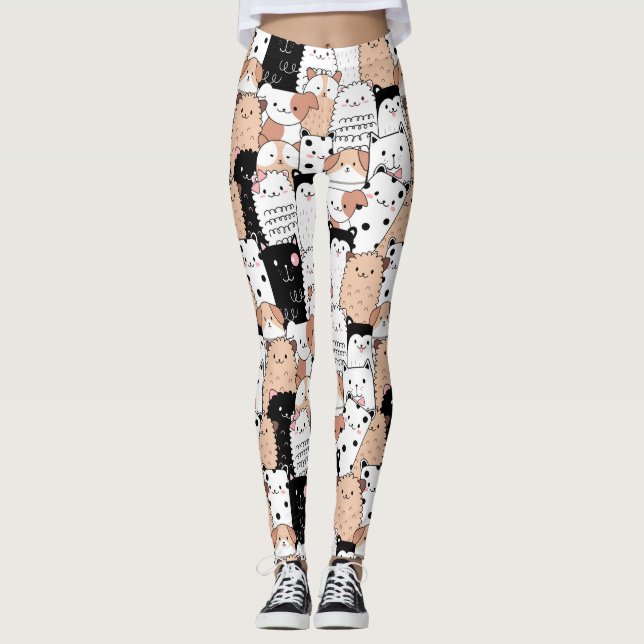 Cute Dog Pattern Leggings (Front)