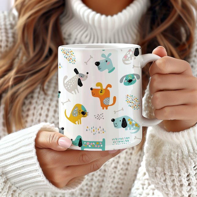 Cute Dog Pattern Mug,Colourful Animal Coffee Cup (Creator Uploaded)