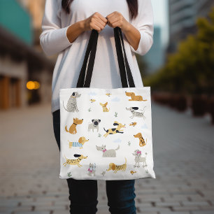 Cute Dog Pattern Tote Bag, Adorable Pet Lover's  Bag