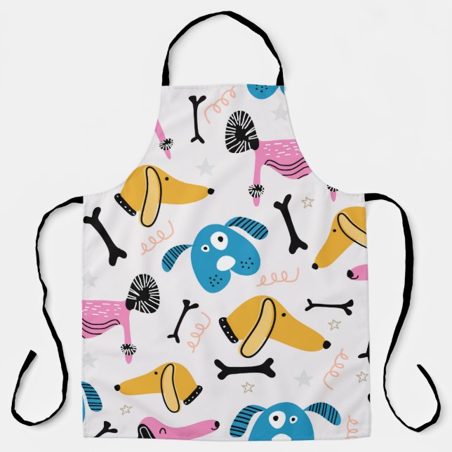 Cute dog pattern with baby animal face drawing sca apron (Front)