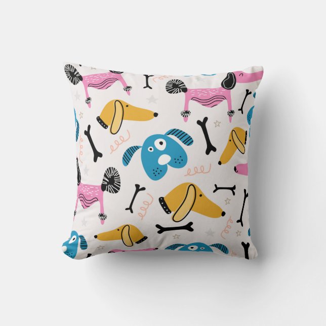 Cute dog pattern with baby animal face drawing sca cushion (Front)