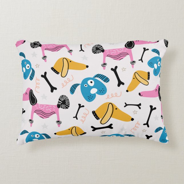 Cute dog pattern with baby animal face drawing sca decorative cushion (Front)