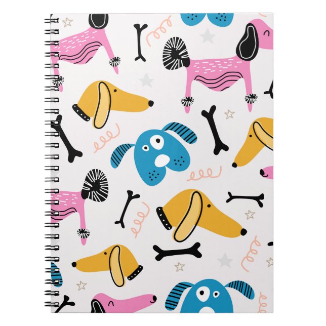 Cute dog pattern with baby animal face drawing sca notebook (Front)