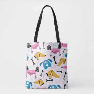 Cute dog pattern with baby animal face drawing sca tote bag
