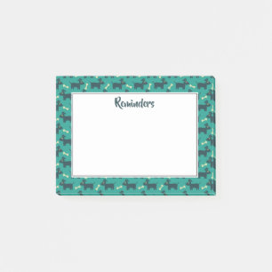 Cute Dog Pattern with Bone on Green Background Post-it Notes