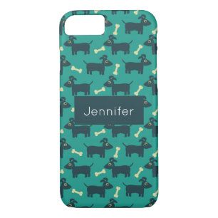 Cute Dog Pattern with Floppy Ears & Bone Custom Case-Mate iPhone Case