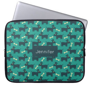 Cute Dog Pattern with Floppy Ears & Bone Laptop Sleeve