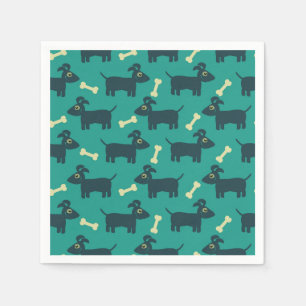 Cute Dog Pattern with Floppy Ears & Bone Napkin