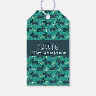Cute Dog Pattern with Floppy Ears & Bone Thank You Gift Tags