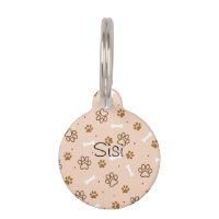 Cute dog pattern with paws bones tiny polka dots