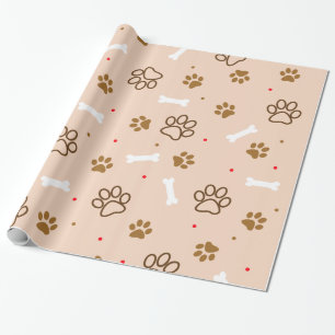 Cute dog pattern with paws bones tiny polka dots wrapping paper