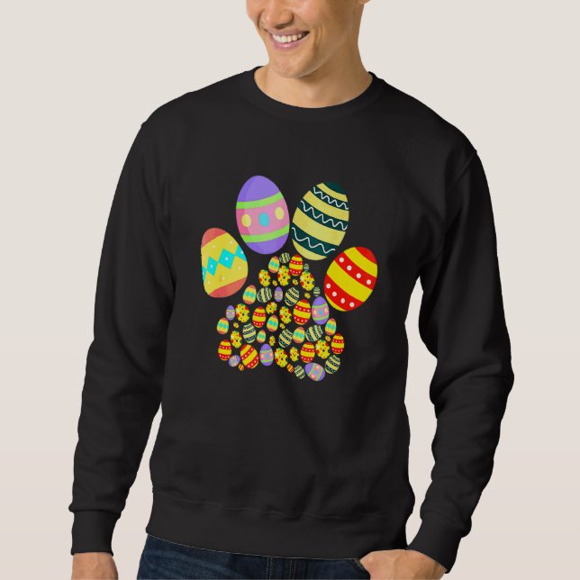 Cute Dog Paw Eggs Happy Easter Day Toddlers Boys G Sweatshirt (Front)