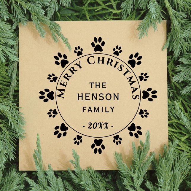 Cute Dog Paw Family Merry Christmas Rubber Stamp (Creator Uploaded)