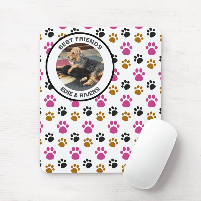 Cute Dog Paw Foot Prints Mouse Pad (With Mouse)