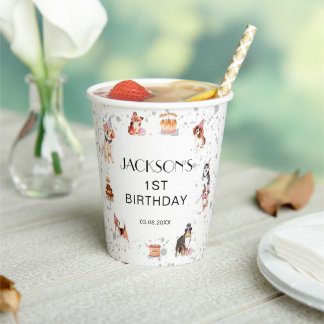 Cute Dog Paw-Party Birthday Paper Cups