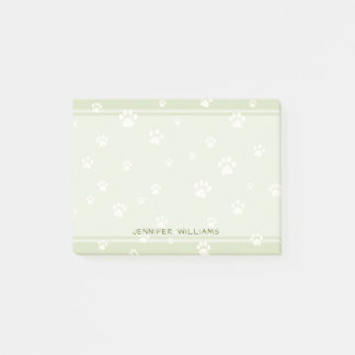 Cute Dog Paw Pattern Sage Green Post-it Notes