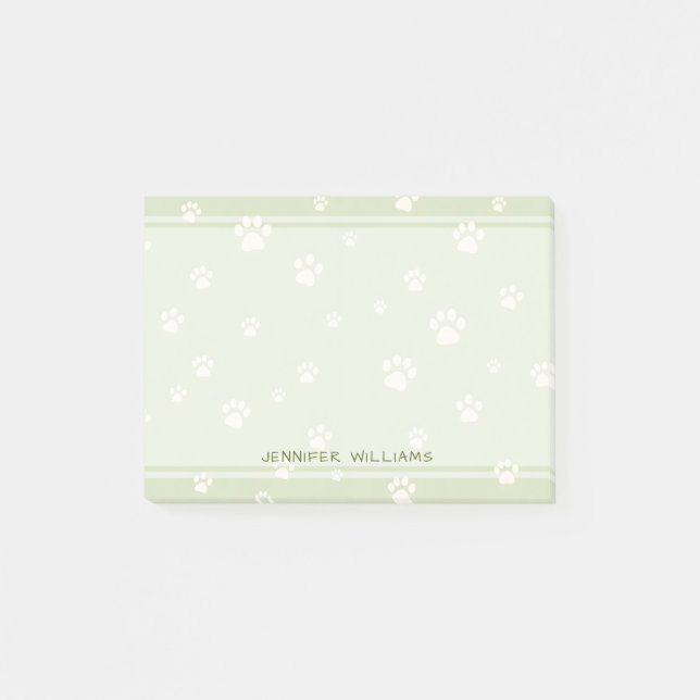 Cute Dog Paw Pattern Sage Green  Post-it Notes (Front)