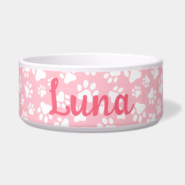 Cute Dog Paw Pattern White and Pastel Pink (Front)