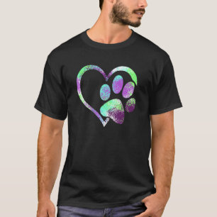 Cute Dog Paw Prin Psychedelic Tie Dye Brittany Pu T-Shirt