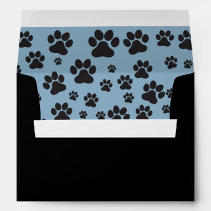Cute dog paw print blue and black print envelope