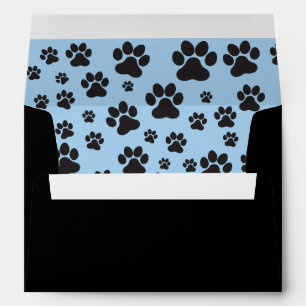 Cute dog paw print blue and black print envelope