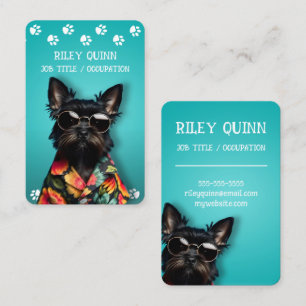 Cute Dog Paw Print Border Business Card